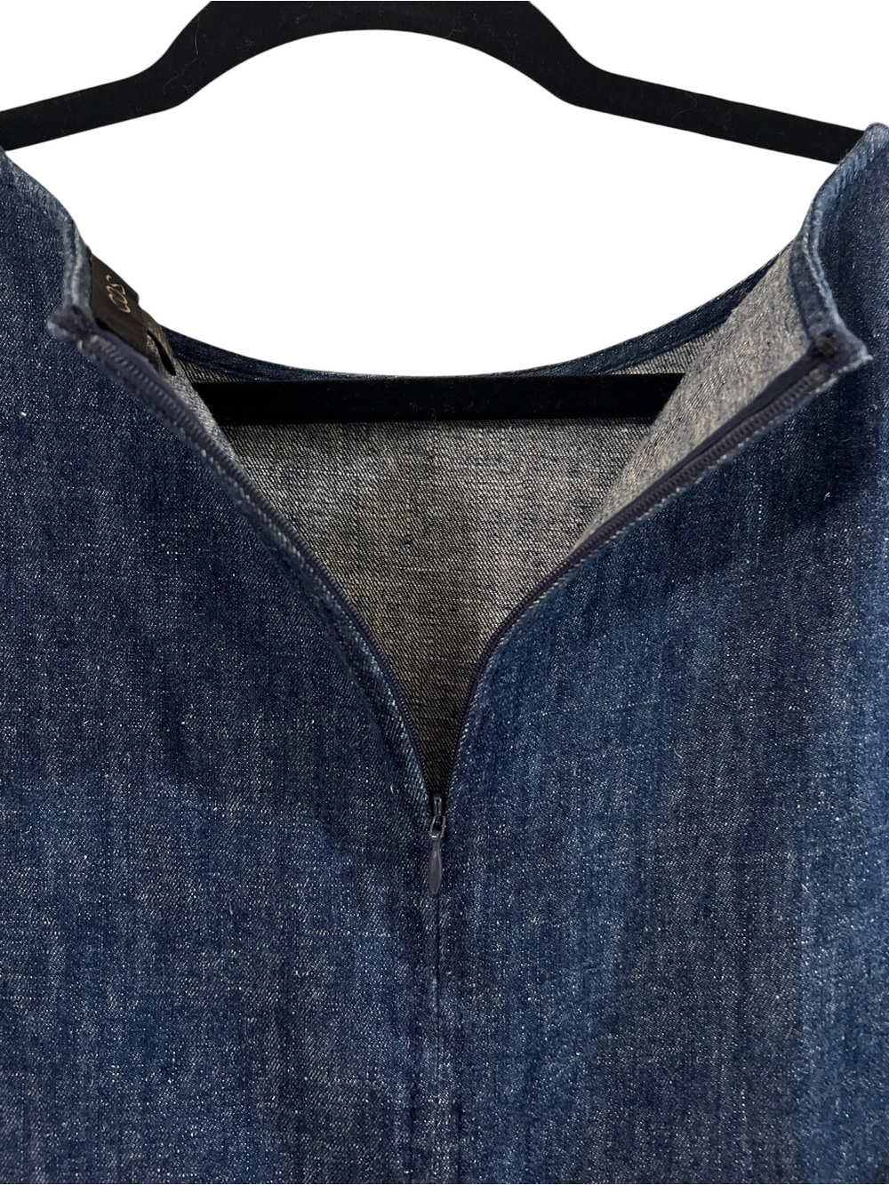 COS Blue Hemp Denim Organic Cotton Shift Dress Cuffed Sleeves Back Zipper- 4 - Picture 4 of 8